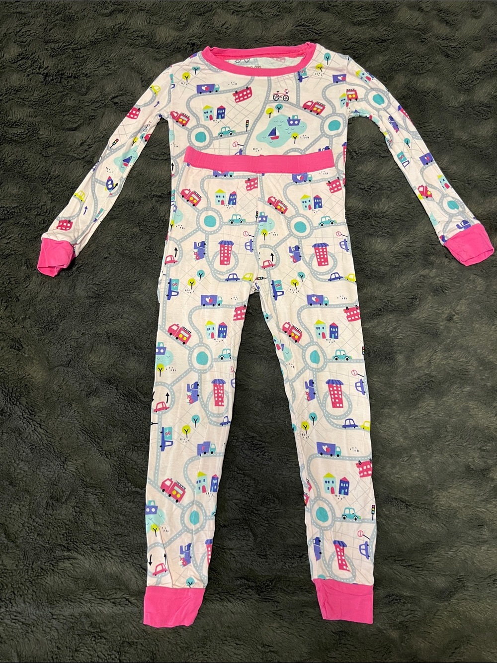 Little Sleepies 4T pink vehicles two piece